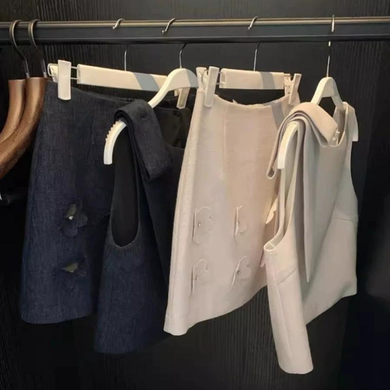 

Xiaoxiangfeng Vest Dress Set, Summer High-end Feeling, Small Stature, Western-style Fashion, Fashionable Temperament, Socialite Two-piece Set XS темно-синий