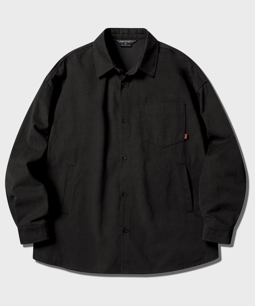 WV PROJECT Duff Oversized Peach Cotton Shirt Black Mjls7774