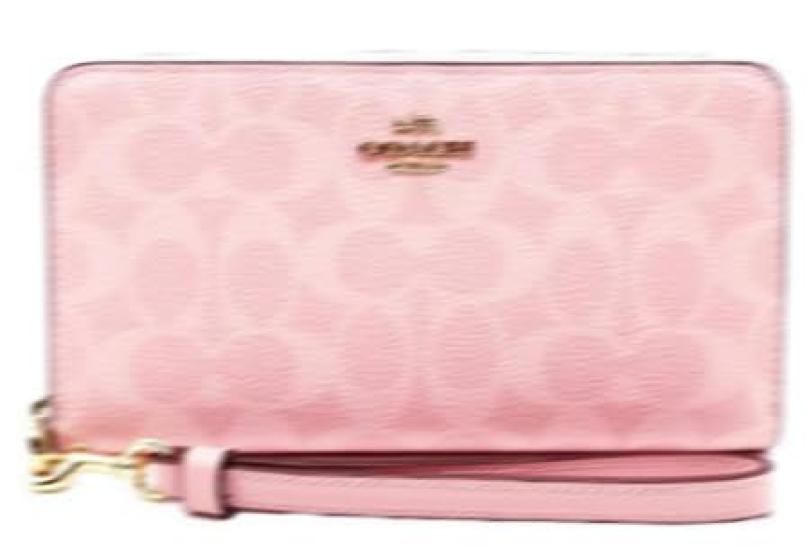 

Женский кошелек Maison Sbond Signature, складной, круглый, длинный, из холста и кожи, с молнией по периметру и ремешком, товар из аутлета (розовый)