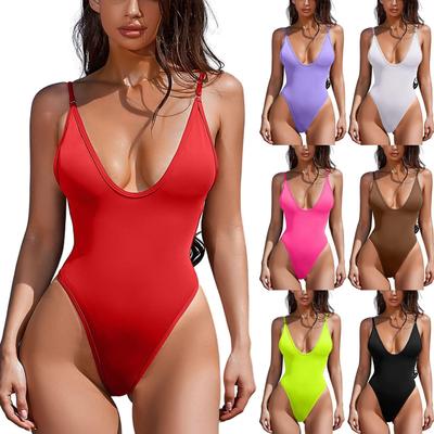2025 Chic Professional Racing Solid Color Belly-Covering Sexy Bikini Swimsuit for Women