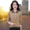 Women's Elegant Fake Two-Piece Hoodie - Long Sleeve, Stylish Korean Fashion for Middle-Aged Moms (Spring/Autumn)