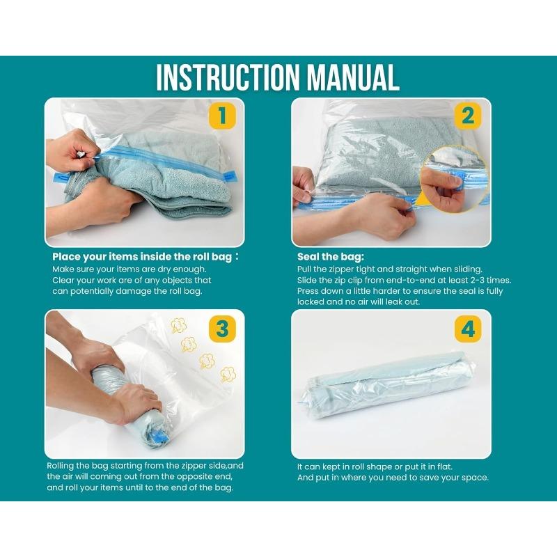 Compression Bags for Travel Space Saver Vacuum Storage Bags No Pump Needed for Clothes Luggage Home Organizer Cruise Camping Accessories