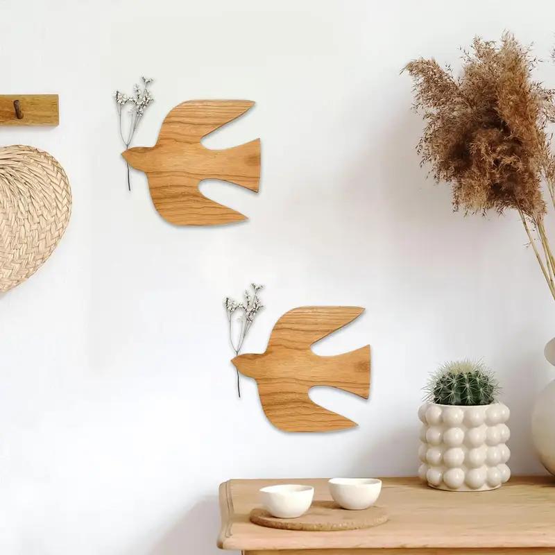 Natürliches Holz Vogel Wandkunst Handgefertigte Holz Vogel Wanddekoration Modernes Wohnzimmer & Schlafzimmer Heimdekoration