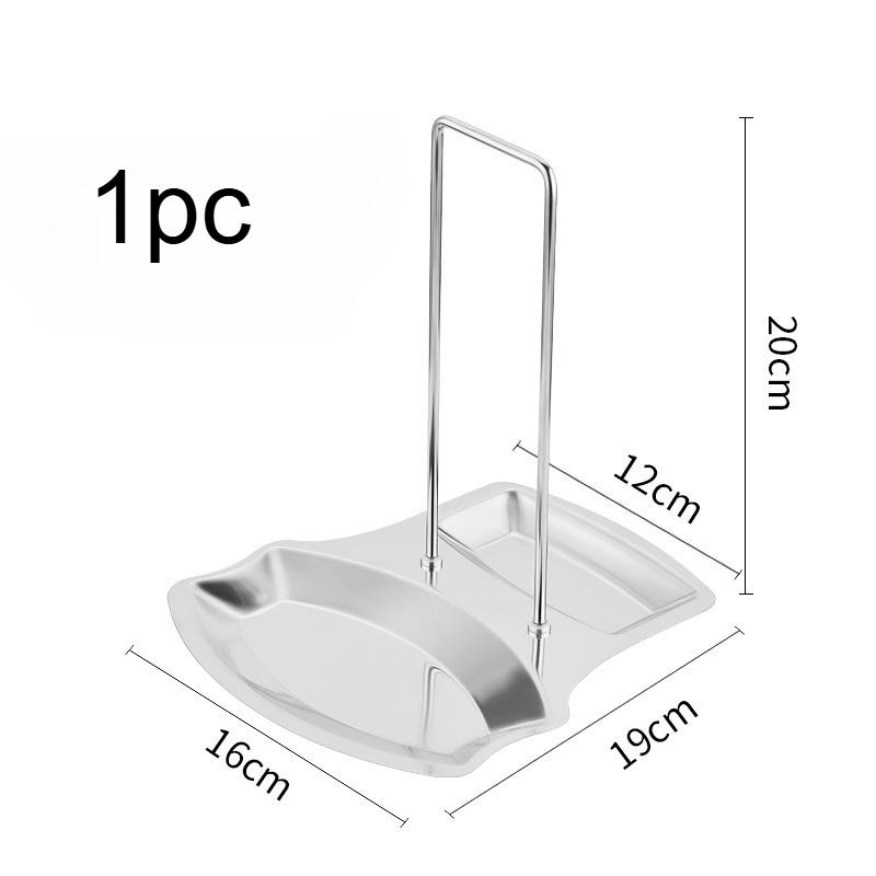 

Pot Lid Rack with Drain Tray | 410 Stainless Steel, Includes Detachable Spoon Rest for Easy Storage in Kitchen, Pot Lid Holder