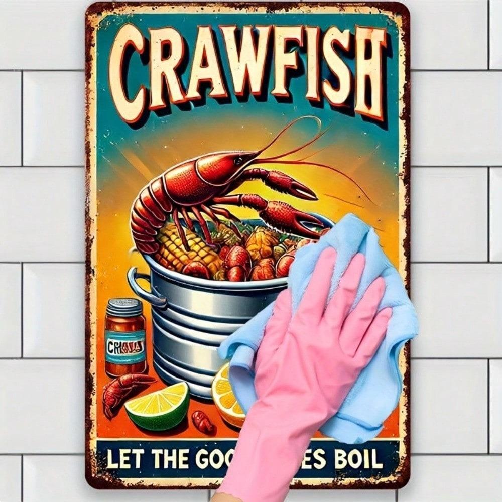 Texas Crawfish Boil Tin Sign 8x12 Inch Rustic Metal Wall Decor for Home Bar Kitchen Cafe Retro Art