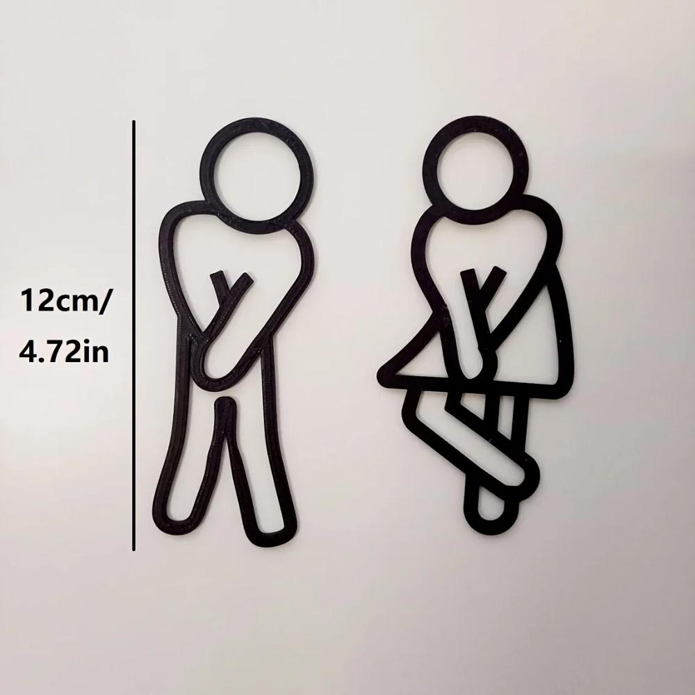 1Pcs Funny Bathroom Signs For Men Women Creative 2D Flat Restroom Door Decor Restaurant Hotel Cafe Toilet Signage Wall Sticker