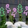 Solar Flamingo Garden Lights Neon Flamingo Tree Lights Landscape Courtyard Lamp Garden Decorative Lights Outdoor Stake Light