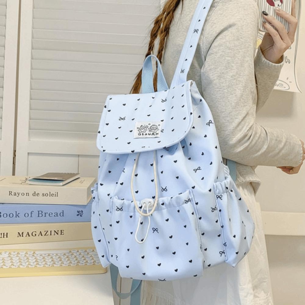 Cute Lightweight Drawstring Backpack Large Capacity Korean Style Nylon Backpack Cloth College Style Students School Bag School