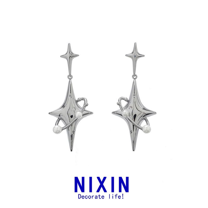 

Горячая продажа Жемчужные звезды Серьги Cool Style Premium ins Small Design Sense Cross Star Серьги Унисекс Серьги для мужчин и женщин