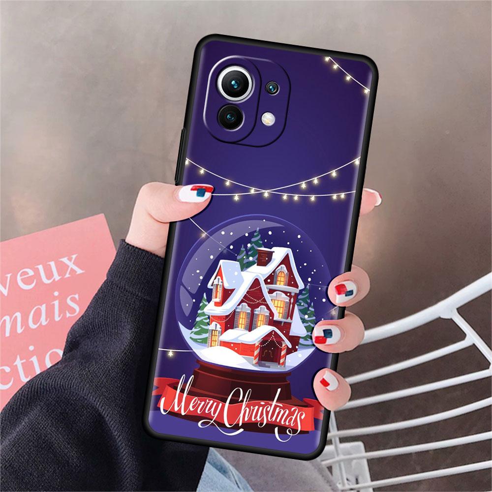 Soft Silicone Case For Xiaomi Mi 11 Lite 5G NE 11T Pro 12S Ultra 12 Note 10 10T 9T TPU Phone Cover Bumper Funda Merry Christmas