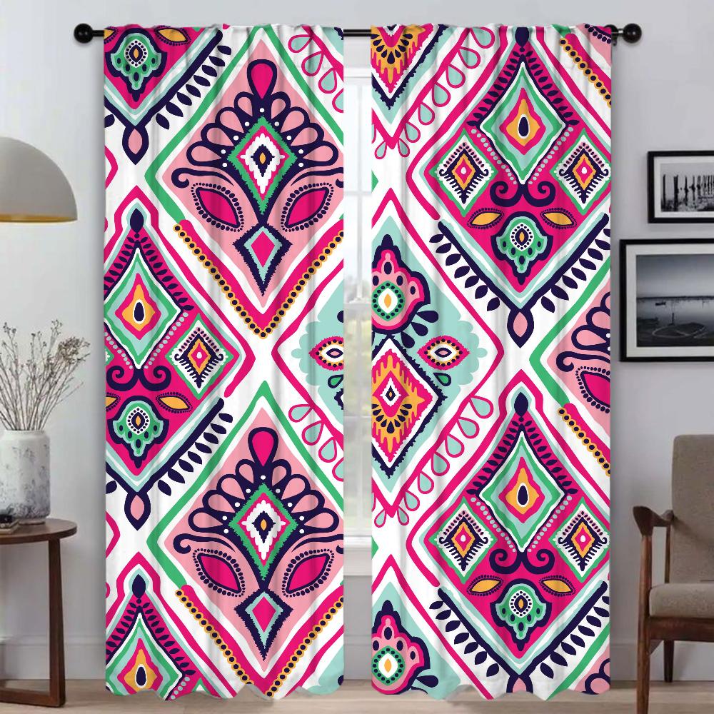 Tulle for Bedroom Bohemian Blackout Curtain for Room 2 Panel Partition Modern Living Room Curtains Halloween Decoration Shades