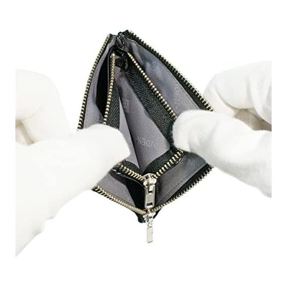 Inden-ya Inden Coin Case F-Coin Case 08 Deer Leather Black Base x Black Lacquer Ring Connect Small Pattern 1008-01-177 L-shaped Zipper Coin Case Made