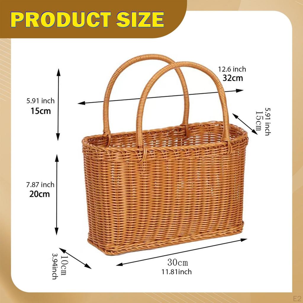 Empty And Versatile Woven Basket with Handle, Made of Imitation Rattan, Ideal for Fruit, Eggs,