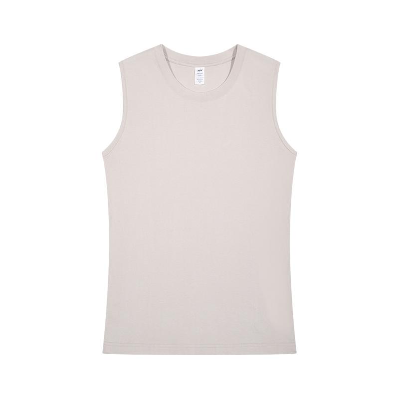 Maglietta senza maniche da uomo, gilet per uomo, estate, fitness, sport, puro cotone, scollo rotondo, maniche corte larghe