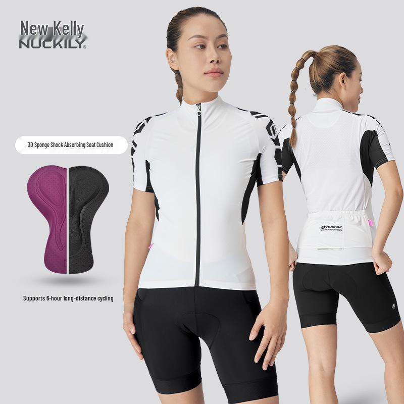 NUCKILY Women s Short Sleeve Cycling Jersey and Shorts Set - Road & Mountain Bike Clothing M белый