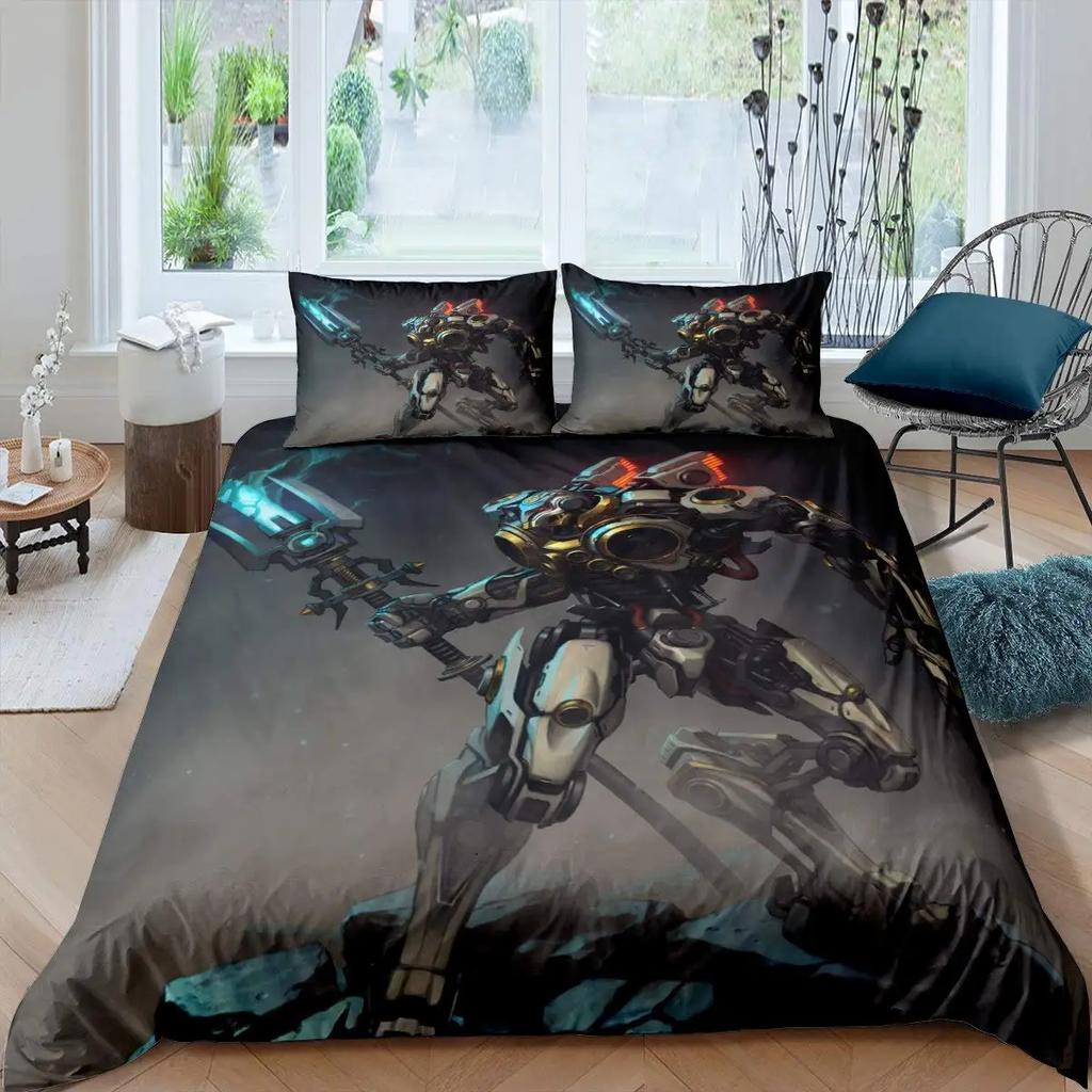 Robot Duvet Cover Set 3D Modern Science Fiction Cool Robot Bedding Sets Full Size Futuristic Machine Comforter Cover Set 2/3pcs