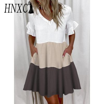Abiti casual con scollo a V a maniche corte primavera estate moda donna