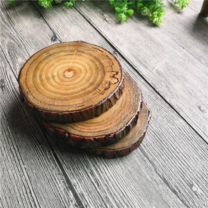 

Круглые подставки из массива дерева, деревянные спилы, год, креативные, с теплоизоляцией, противоскользящие, защищающие от ожогов, вещи для кухни