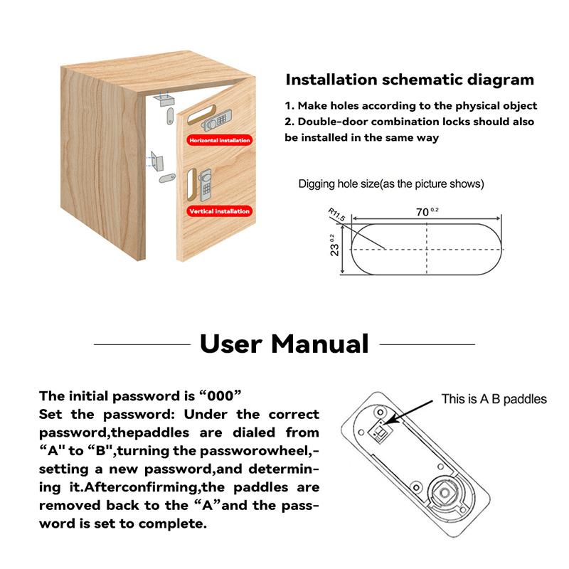 Cabinet Code Locks Drawer Lock Office Cabinet Code Lock Double Open Locker Lock Triple Open Dial Code Locks