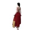 French Red Sexy Backless Suspender Dress Women's Summer Temperament Seaside Vacation Waist Slim Skirt