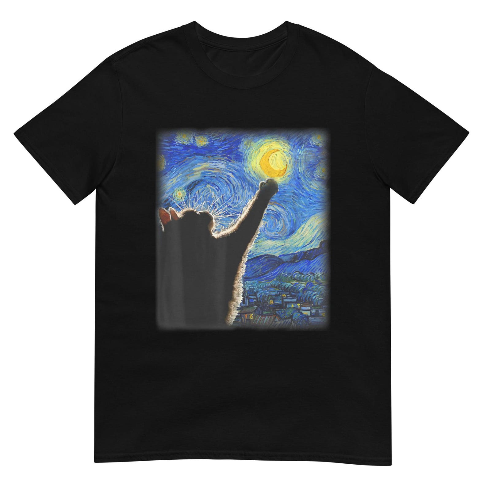 Van Gogh Starry Night Cat Shirt S