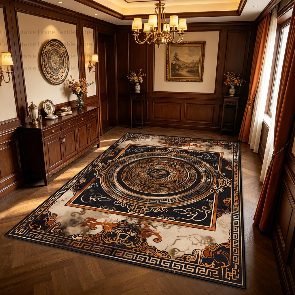 Oriental Retro Classical large Size Living Room Carpet Non-slip Soft Short Velvet Lounge Rug Washable Foldable Coffee Tables Mat