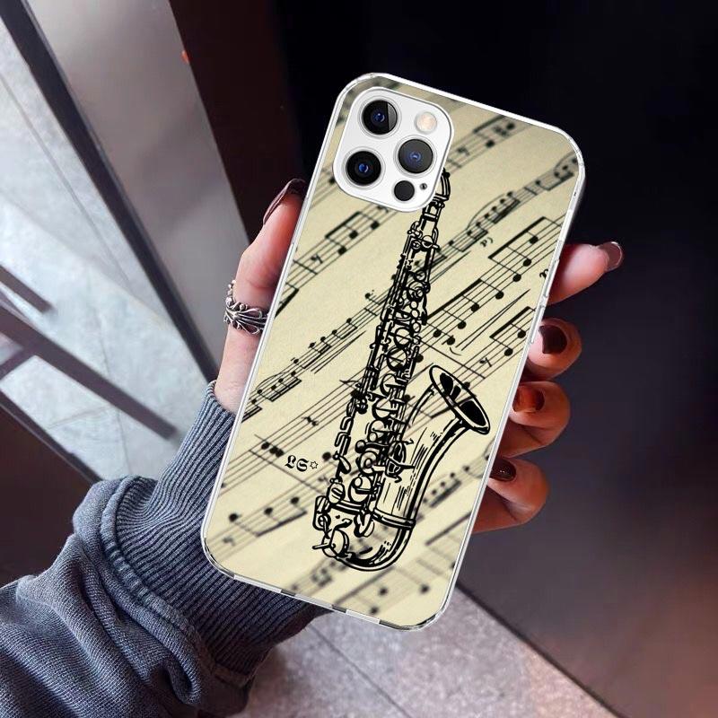 

Music SaxoPhone Case For iPhone 17 Air 11 13 Mini 14 15 Plus 16 12 Pro Max 16E SE 7 8 Pattern Soft TPU Back Cover 17 Air 11 13 iPhone 11
