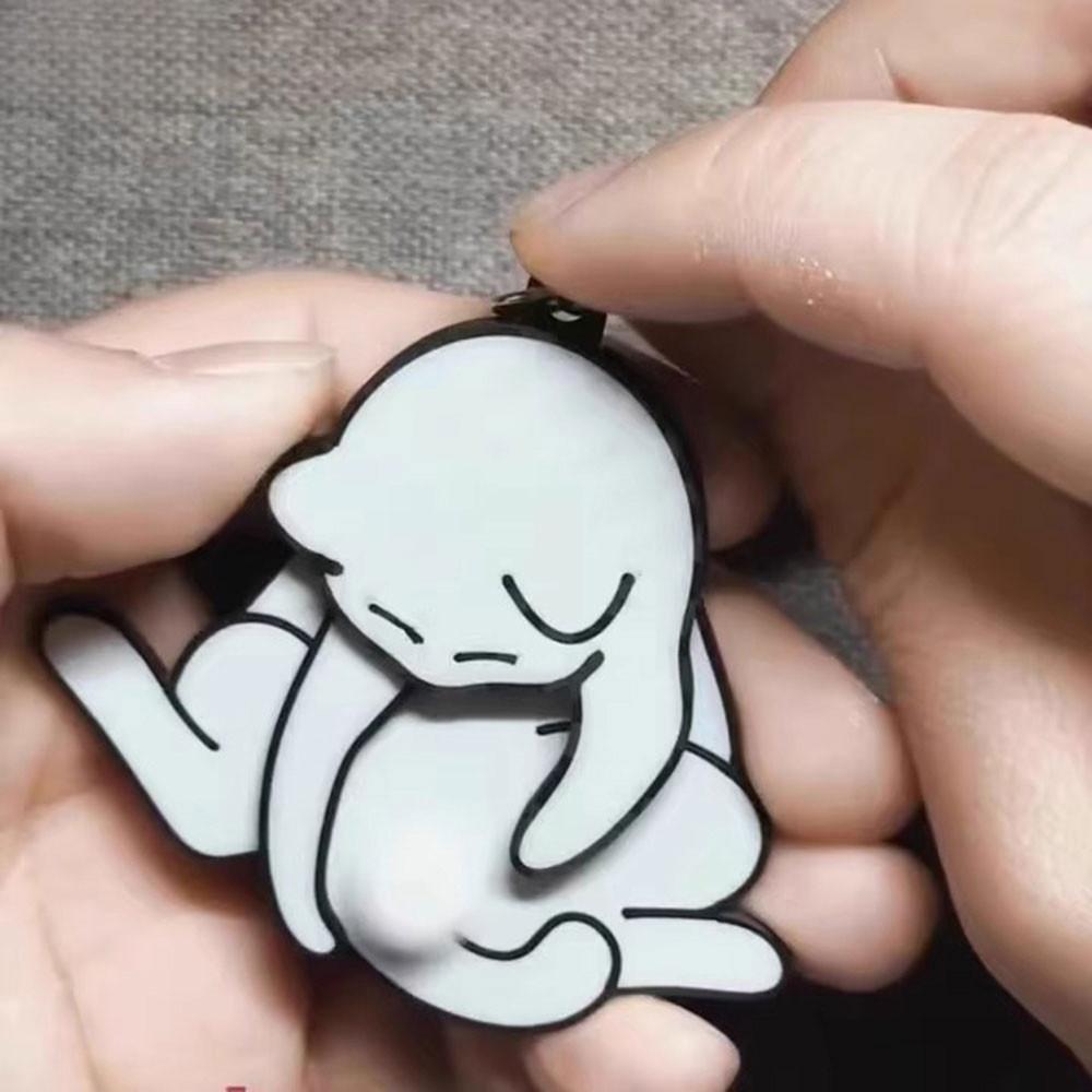 Trendy Pulling Egg Cat Keychain Acrylic Rotating Ornaments Funny Gift Car Key Creative Lanyard