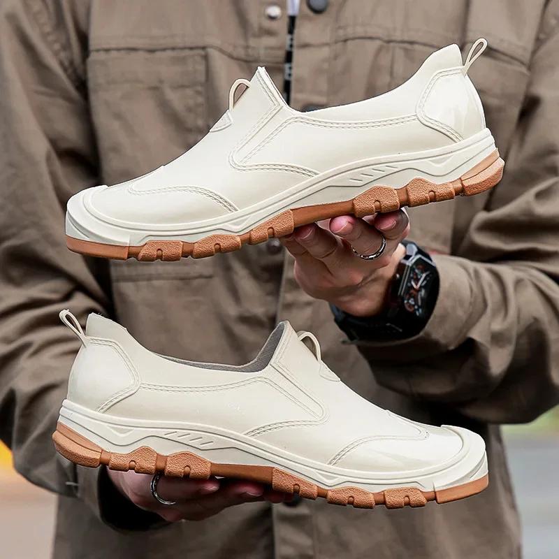 2024Men's Rain Boots Waterproof Rainboots Shoes Male Ankle Boots Kitchen Shoes Rubber Water Boots Outdoors