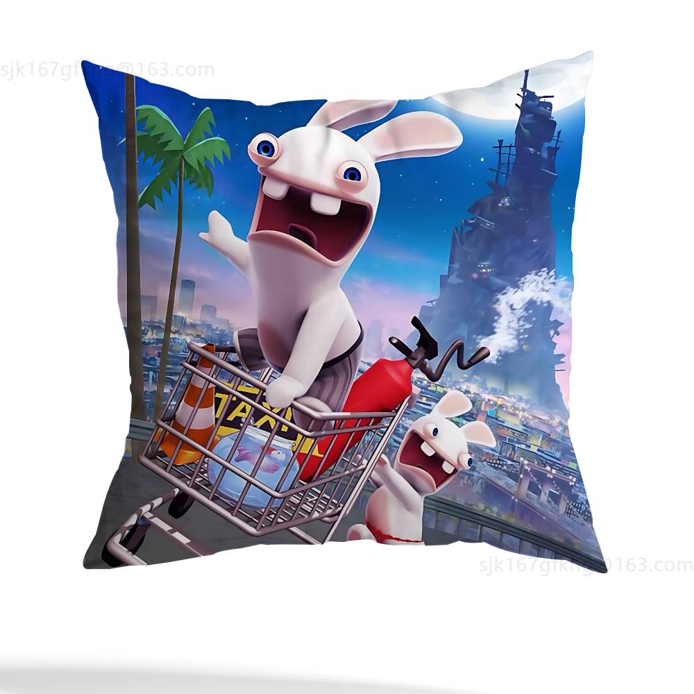 Anime R-Rabbids Invasion pillowcase casual style decoration, suitable for home decoration (excluding pillow core) 12x12Inch