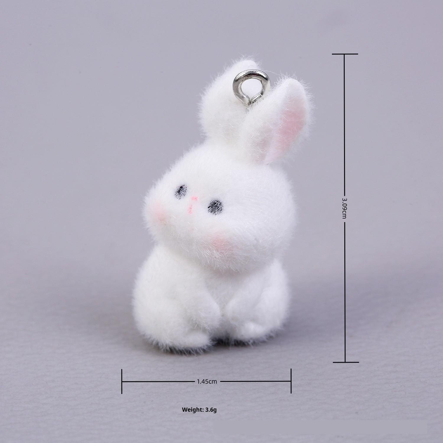 Flocking Pendant Cute Bunny DIY Handmade Keychain Bag Pendant Jewelry