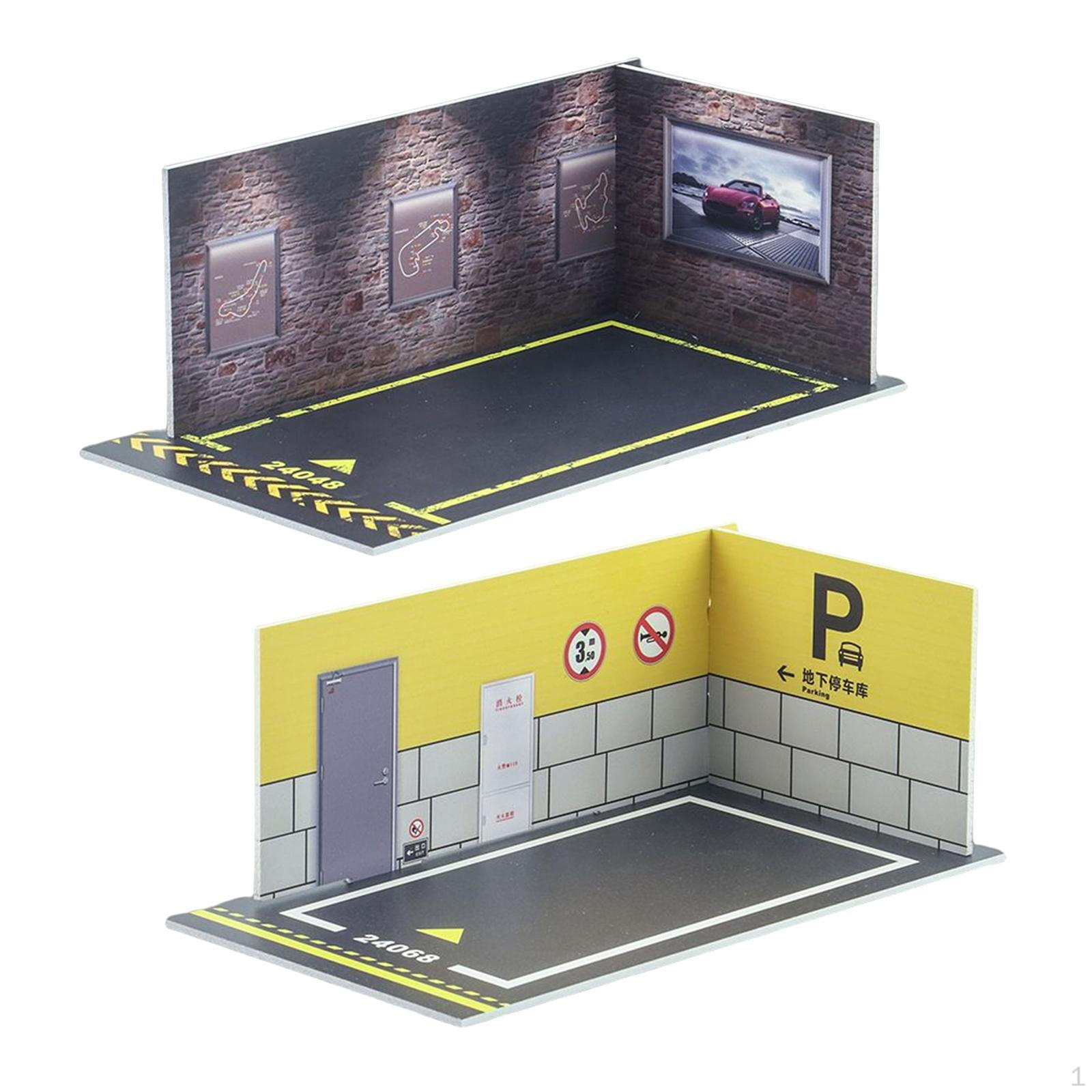 

2x 1/24 DIY Car Model Diorama Parking Scenery for Lovers Yellow Wall
