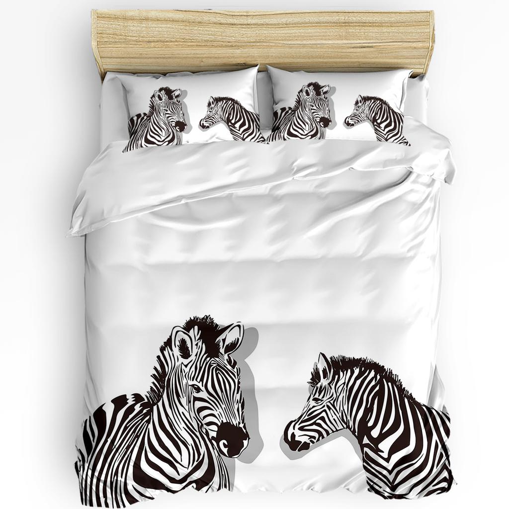 Nordic Zebra Animal White Duvet Cover with Pillow Case Custom 3pcs Bedding Set Quilt Cover Double Bed Home Textile