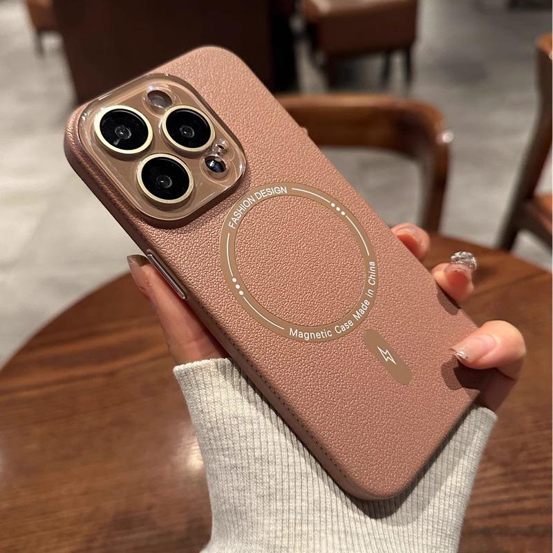 The New Lychee Peel Pattern Is Suitable for IPhone15 Phone Cases  IPhone 16promax Magnetic Suction and Full Coverage Protective Cases