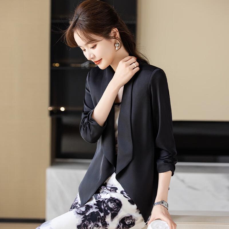 Teluoman Women's Seven-Quarter Sleeve Blazer Jacket