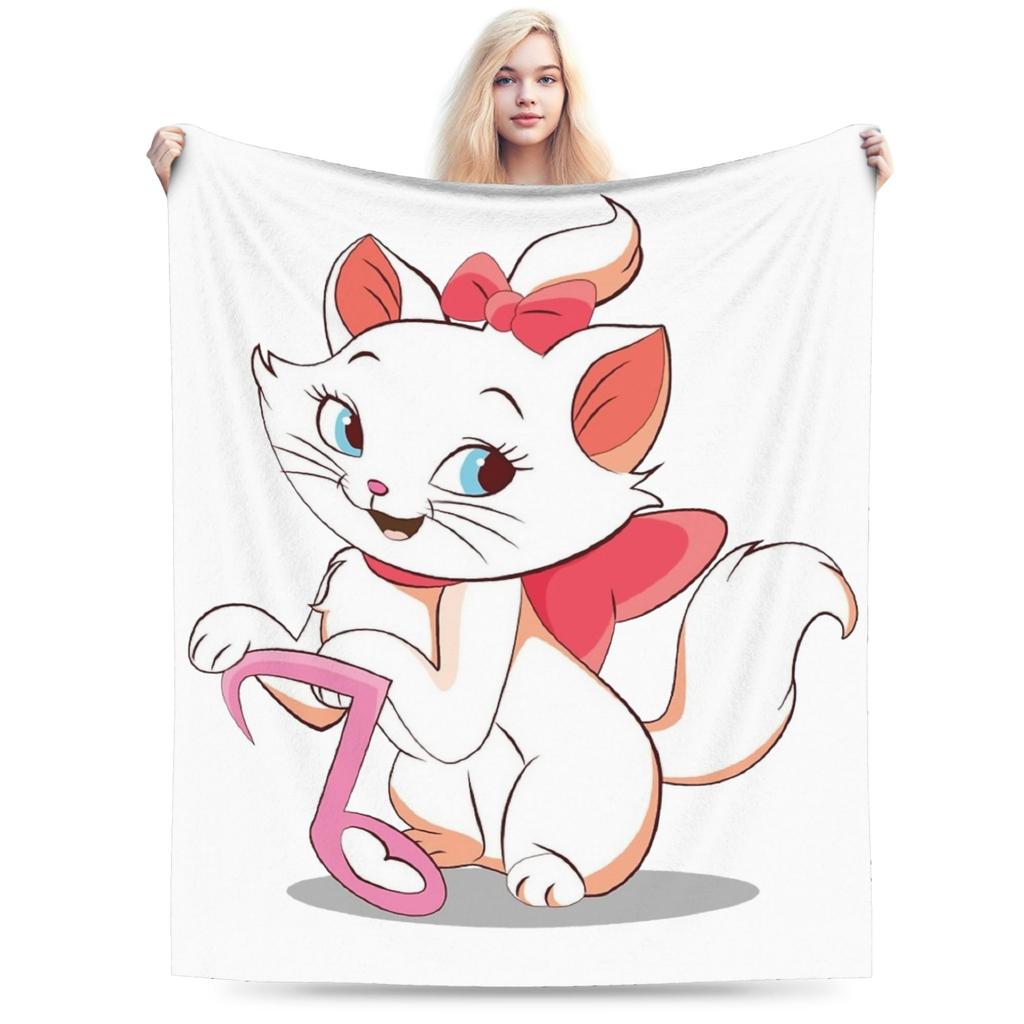 Aristogatos Marie Gato Mantas Tejidas Rosa Lana Manta de Tiro Verano Aire Acondicionado Portátil Suave Cálido Colcha