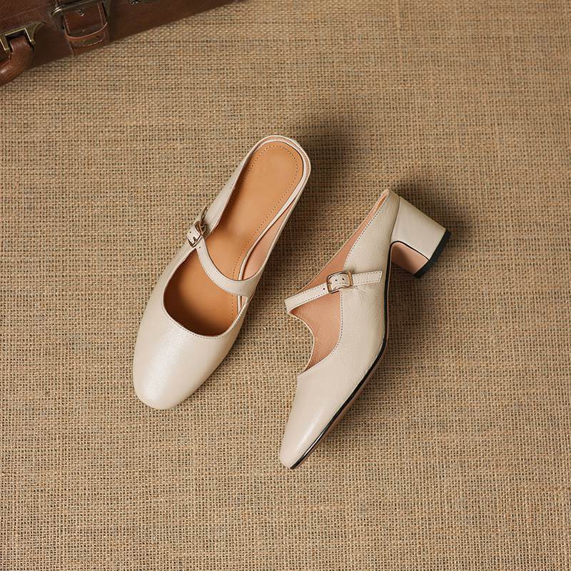 Krazing Pot sheepskin mules Summer Size 42 round Toe slip on Women Shallow Pumps