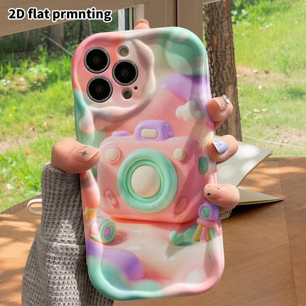 Phone case: 2D flat design suitable for iPhone 18 17 16 15 14 13 Pro protective case, cartoon camera, perfect Christmas and Halloween holiday gift