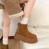 Vintage Fur Lining Women Snow Boots Comfort Platform Thick Sole Keep Warm Cotton Short Booties Winter Women's Plush Shoes
