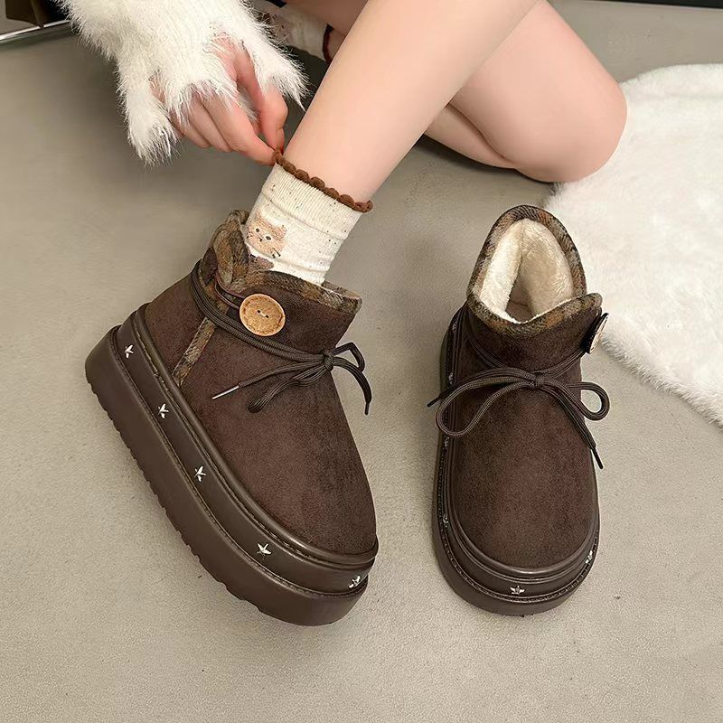Seasonal fashion velvet snow boots women's outer wear casual warm non-slip thick-soled short boots