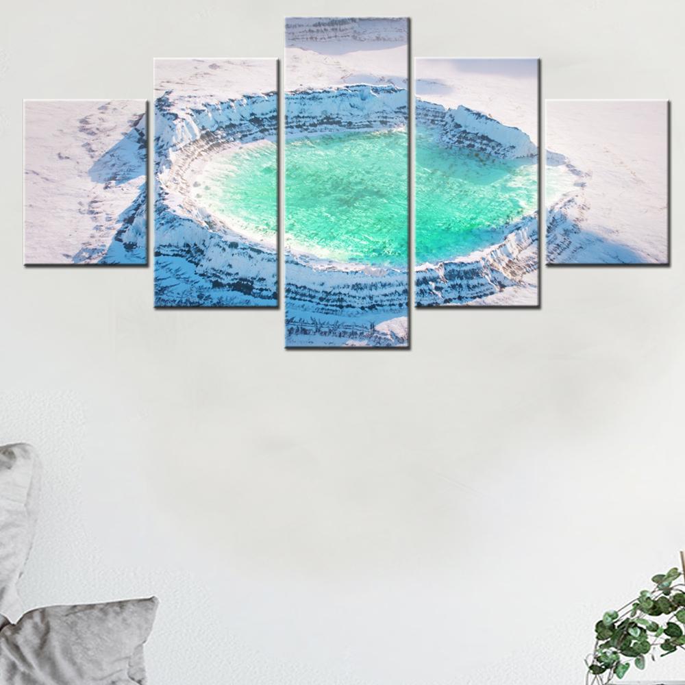 

5 Pieces Landscape Canvas Wall Arts Poster Painting Nature Snowy Crater Lake Wallpaper Home Decor Picture Printing Interior Arts 20X35 20X45 20X55CM