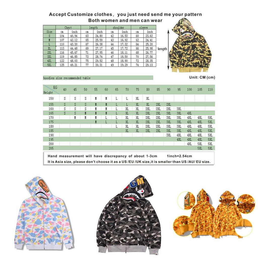 Lebendiger Camouflage Bape Hoodie mit Hai-Print Warmer Streetwear für Herren Damen