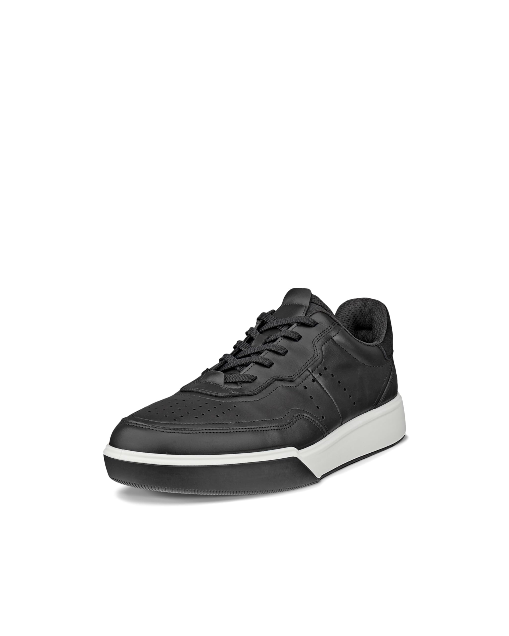

ECCO STREET COURT M Men s Genuine Leather Sneakers, Size 26.0 cm, 3E, 53981451052, Black/Black