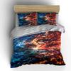 Anime Fire and Water Battle Bedding Set Bedding set (1 duvet cover, 2 pillowcases, duvet not included)