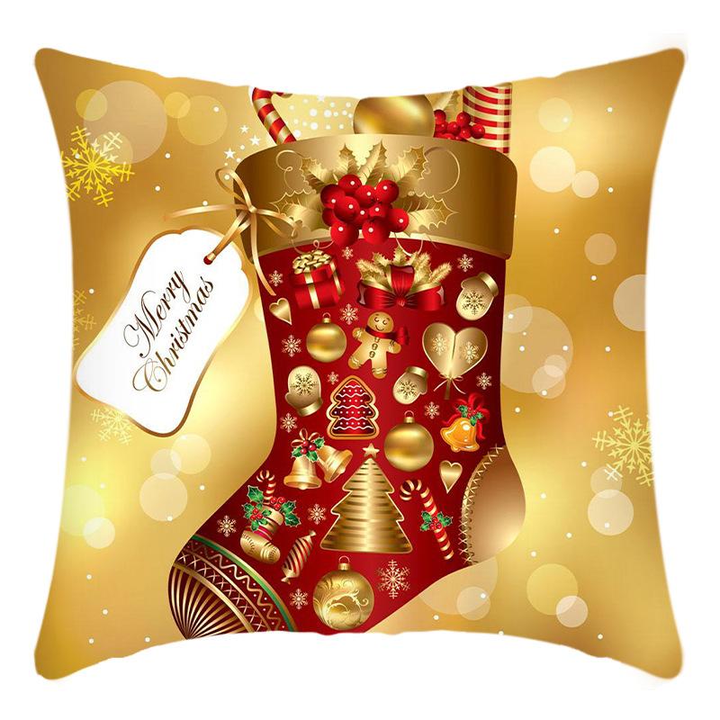 New Christmas Snowman Santa Print Pillow House Sofa Cushion Cover