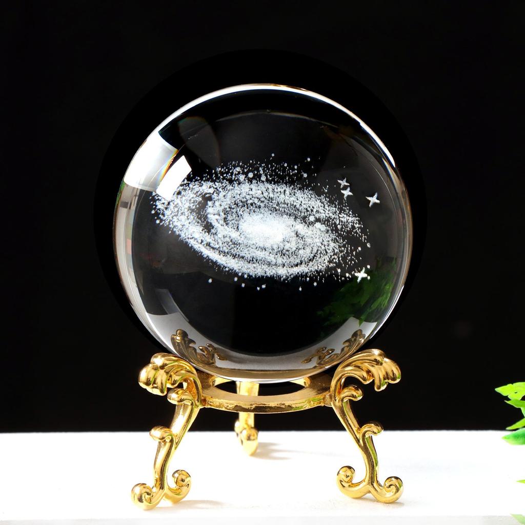 3D Laser-Engraved Crystal Ball: Galaxy Rose & Little Prince Gift