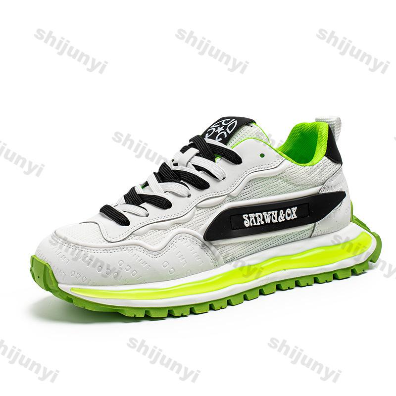 

Fashion Men s Fashion Trend Casual Shoes 2025 Spring New Mesh Breathable Versatile Thick Soled Shoes Comfortable Low Top Chunky sneakers 39 зелёный