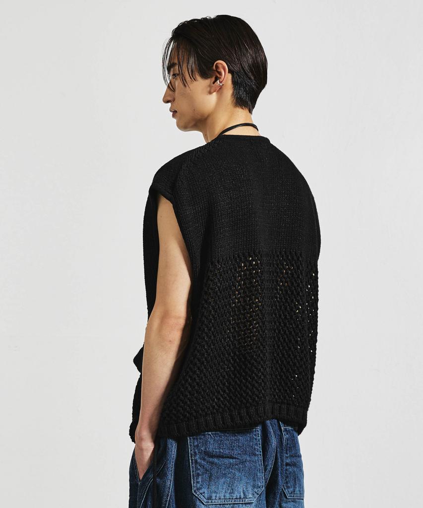 Lmood Utility Knit Vest Cardigan Black