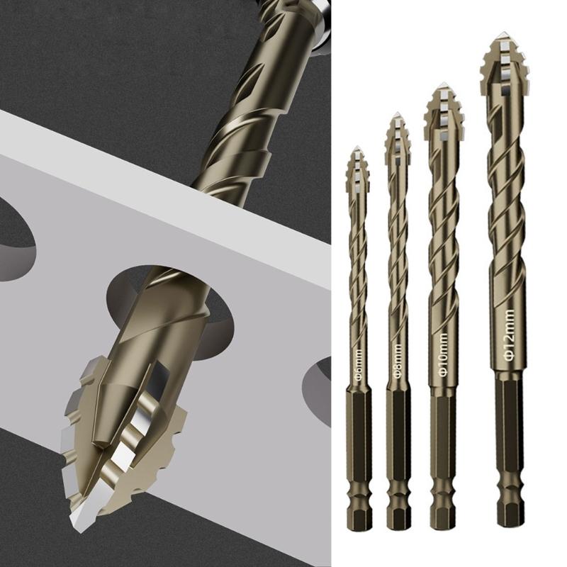 Four-Edged Serrated Eccentric Drill Bit Set High Hardness Hexagonal Simple Installation Multifunction Drill Bit