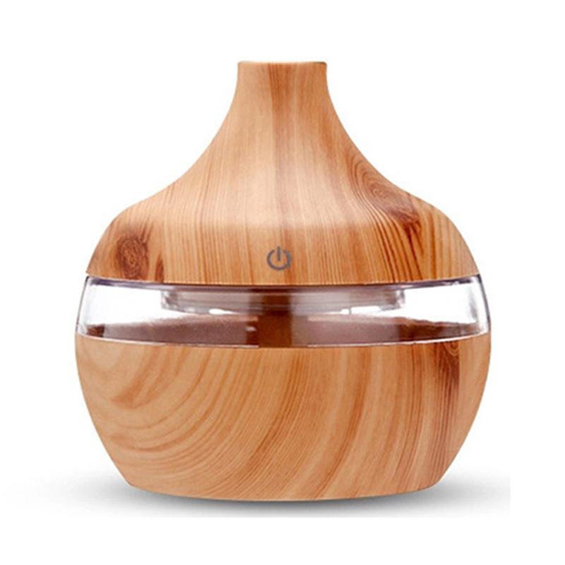 Wood Grain Ultrasonic Aroma Diffuser,300ml Cool Mist Air Humidifier with 7 Color LED Night Light for Home,Bedroom,Office